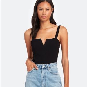 Free People Pippa V Wire Black Bodysuit